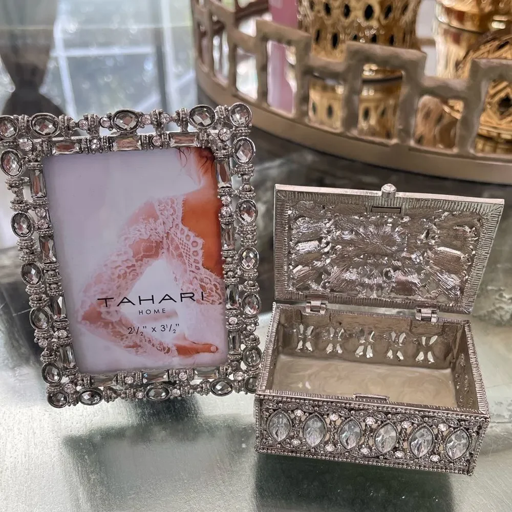 Tahari Silver Decorative photo Frame and Box Set
